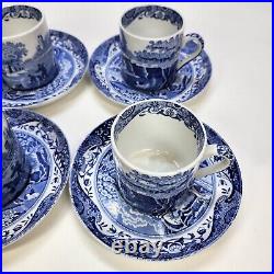 Vtg 4 Spode Blue Italian 3 oz Espresso Coffee Demitasse Cup And Saucer Sets