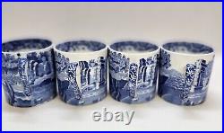 Vtg 4 Spode Blue Italian 3 oz Espresso Coffee Demitasse Cup And Saucer Sets