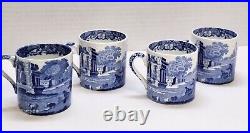 Vtg 4 Spode Blue Italian 3 oz Espresso Coffee Demitasse Cup And Saucer Sets