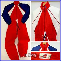 Vtg 80s 90s Colmar Sportswear Italian Ski Snow Suit Vest 1-Piece Red White Blue