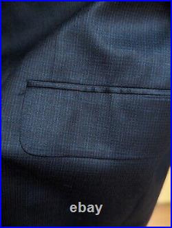 Wow $1795 Jack Victor Executive Canada Navy Blue Italian Wool Suit Jacket 44R 38
